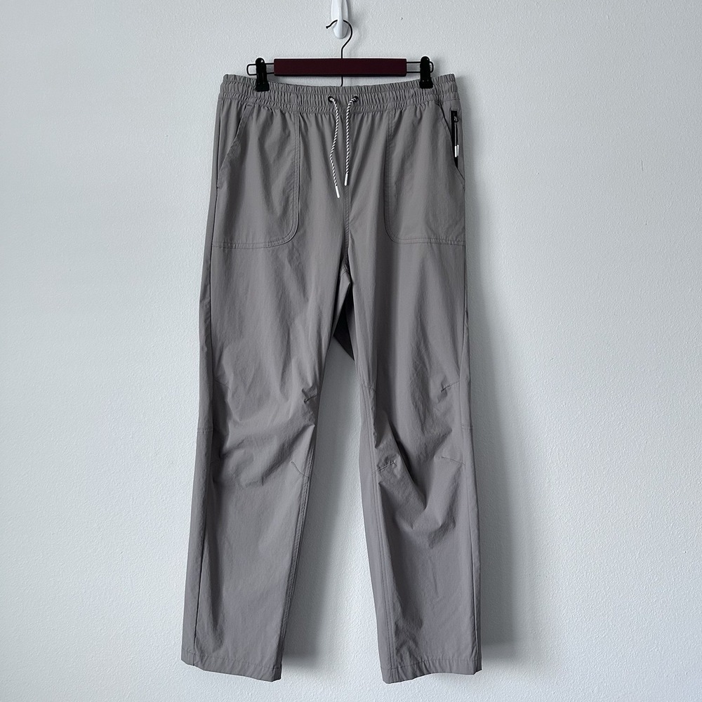 Straight-Leg Drawstring Pants in Light Gray